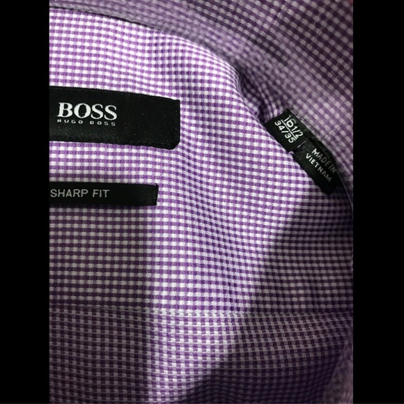 NWT $125 BOSS Hugo Boss Miles‎ Sharp Fit Check Shirt in Purple [SZ 16.5 ] - Picture 6 of 8